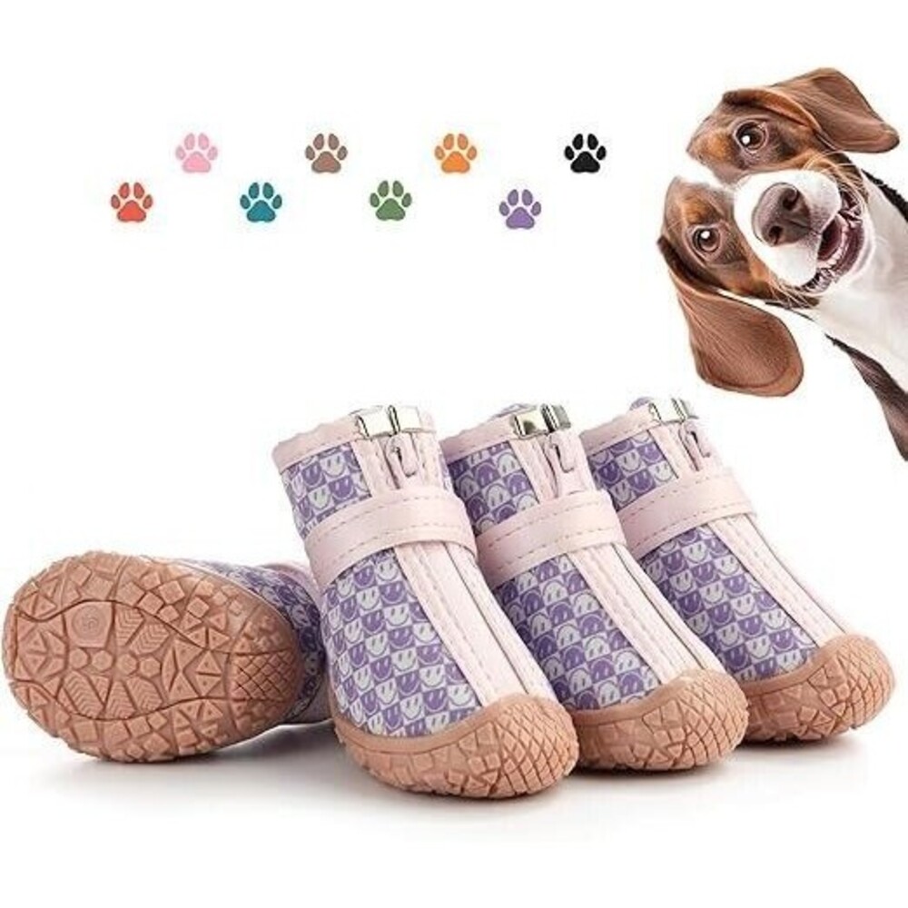 4pcs Dog Shoes SmallBoots Booties for Snow Rain Reflective Anti-slip Size 5